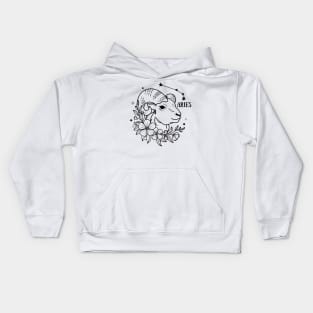 Zodiac Garden Floral Design: Aries Kids Hoodie